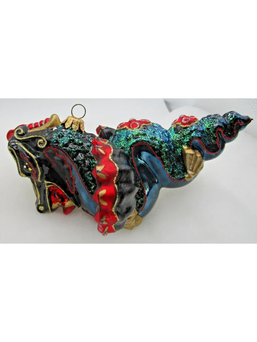 Thomas Glenn Molded Glass Holiday Colorful Flying Dragon Ornament